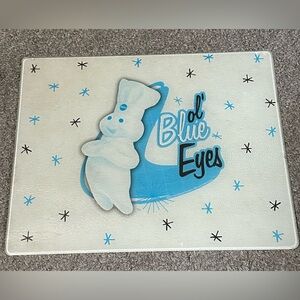 Pillsbury Doughboy Glass Cutting Board Kitchen Blue Eyes 2007 USED POOR *STAINED